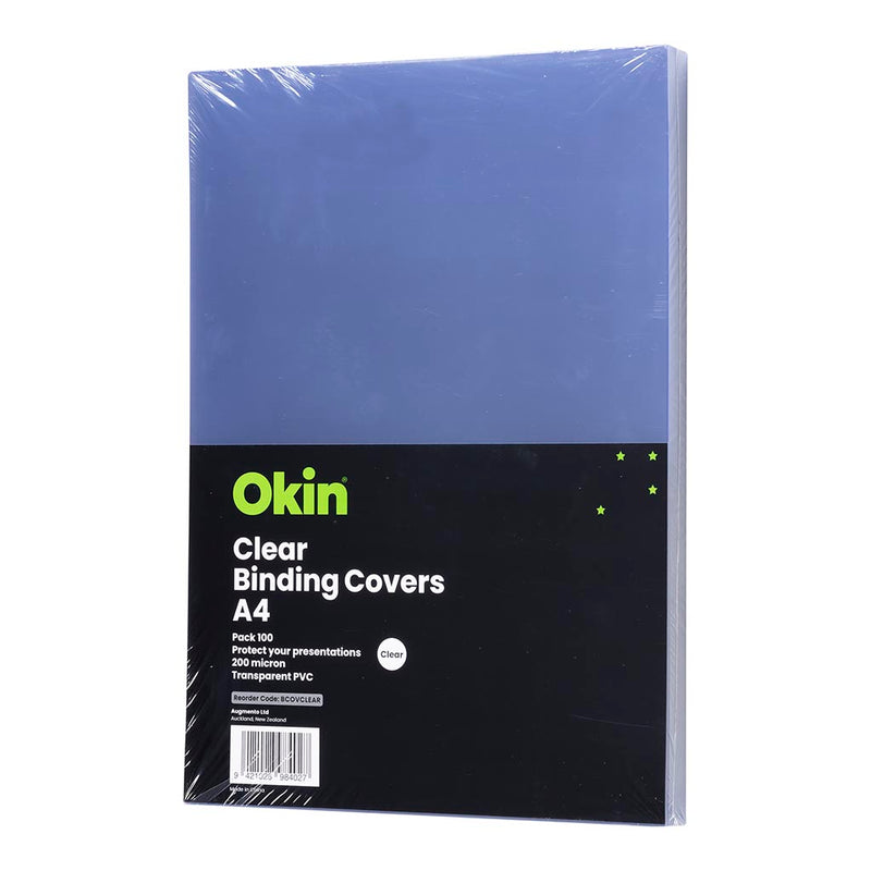 Okin Binding Covers A4 Clear 200mic Pack 100