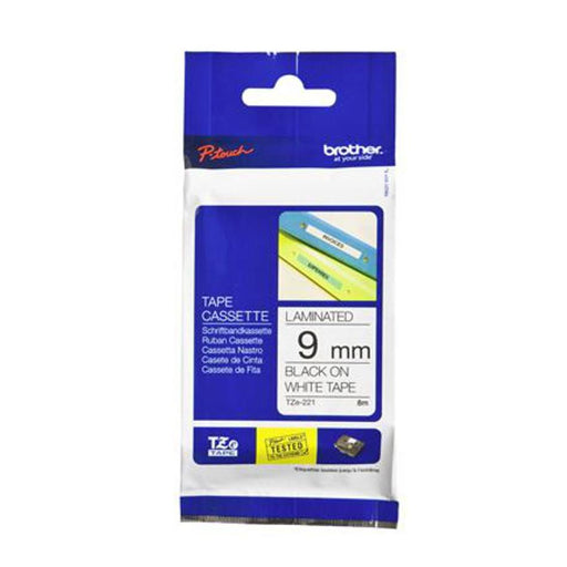 Brother Tze-221 9Mm X 8M Black On White Tape BCL131_1