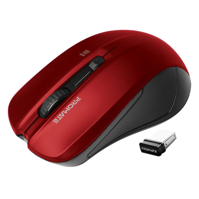 Promate Ergonomic Wireless Mouse CONTOUR.RED