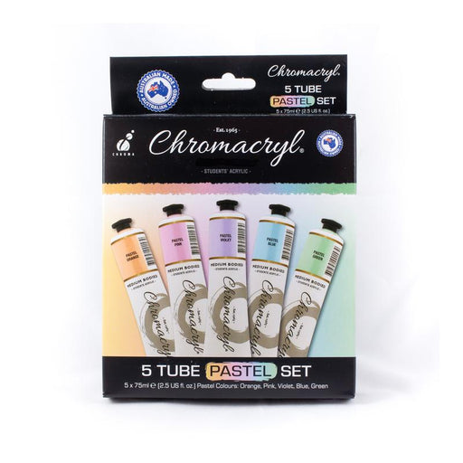Chromacryl Acrylic Paint 5 X 75ml Set Pastel Colours 178385_1