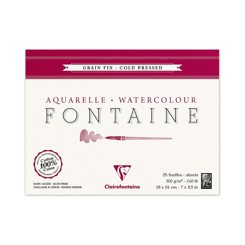 Clairefontaine Fontaine Cold Press Pad 18x24cm 300g 25sh C96413C_1