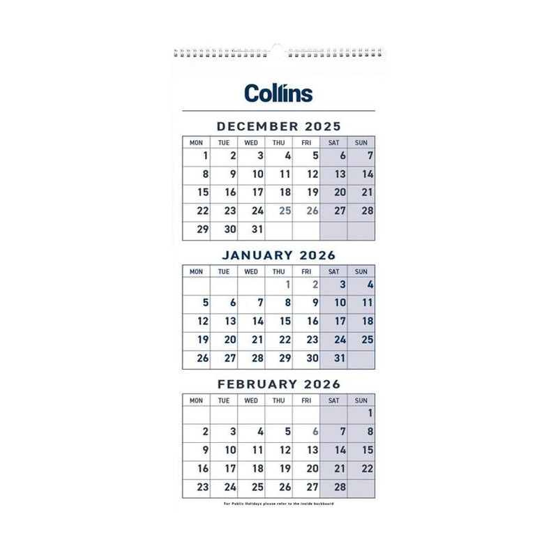 Collins 2026 Three Month Wiro Calendar 441050_1