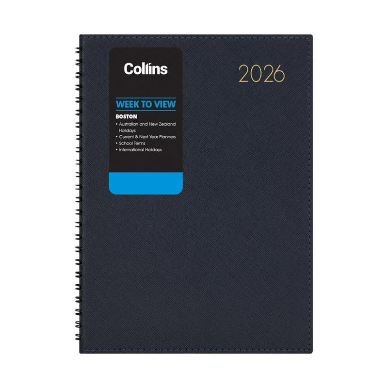 Collins A43 Week To View Diary Navy Even Year 441092_1