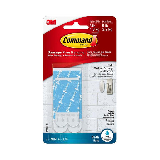 Command Bathroom Refill Strips BATH-22ES Medium Large, Pack of 6 11172_1