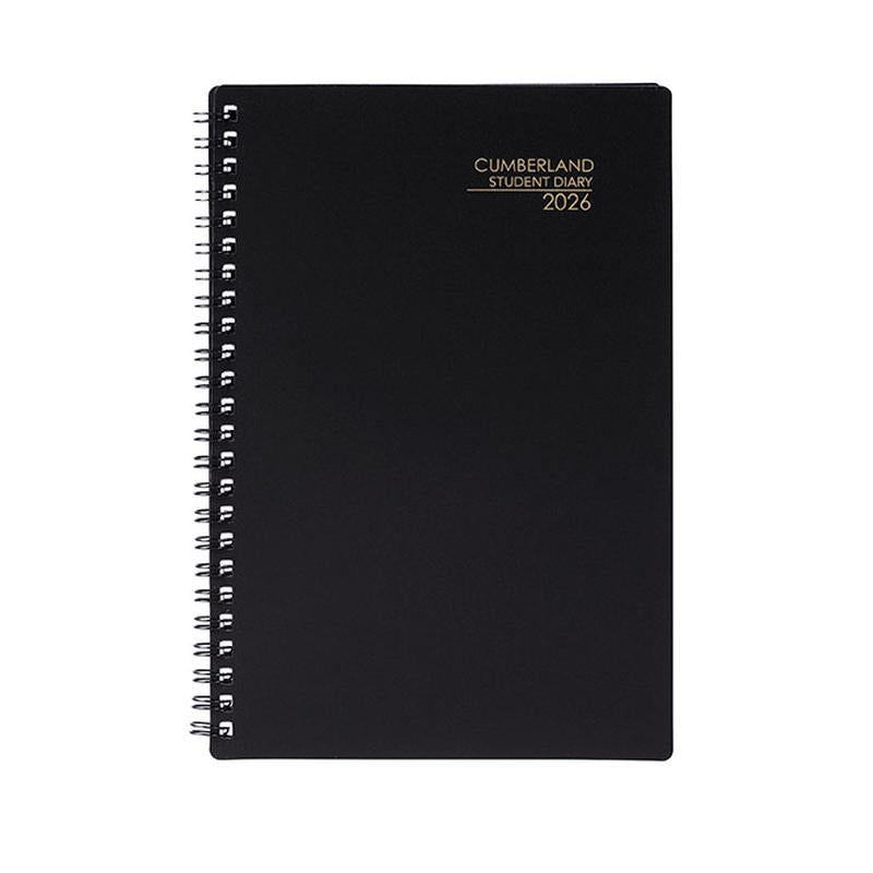 Cumberland 2026 Student Diary A5 Week To View Black 57SDBK26_1