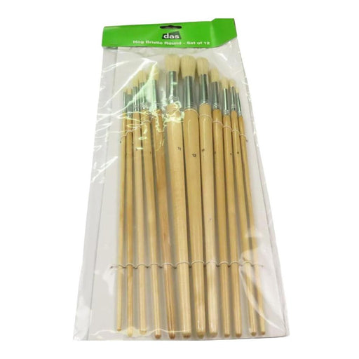 Das 582 Hog Bristle Round Paint Brush Set Of 12 Assorted Sizes_1
