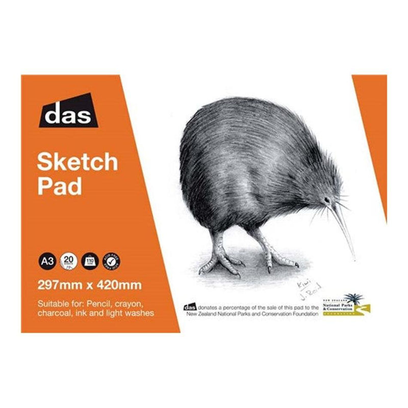 Das Acid Free Kiwi Sketch Paper Pad 110gsm 20 Sheets - Size A3_1