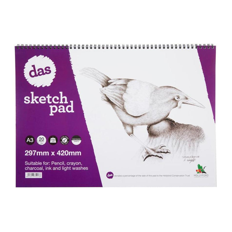 Das Acid Free Saddleback Spiral Sketch Paper Pad 110gsm 20 Sheets - Size A3_1