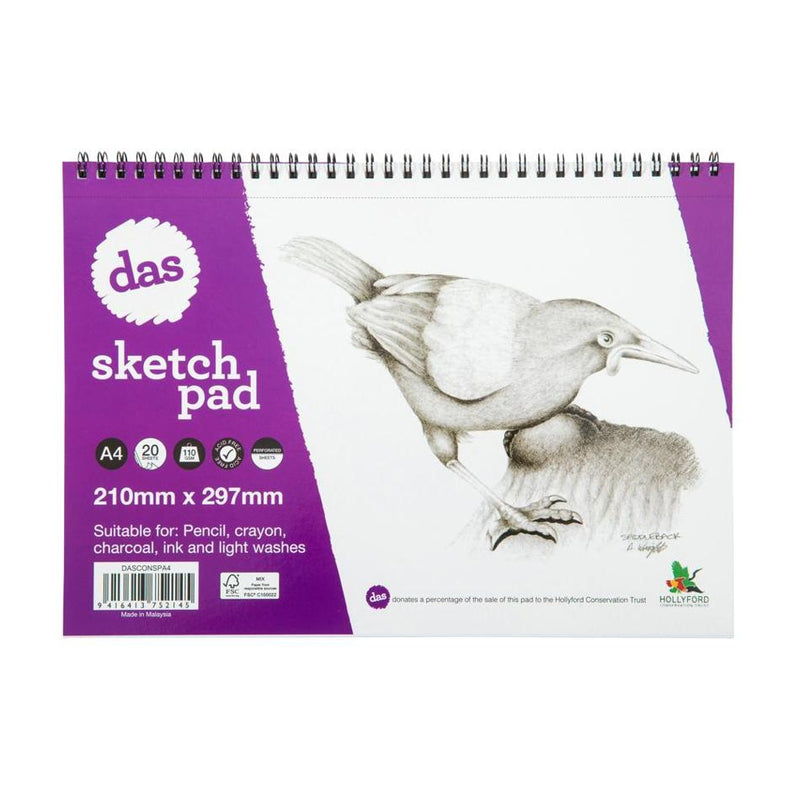 Das Acid Free Saddleback Spiral Sketch Paper Pad 110gsm 20 Sheets - Size A4_1