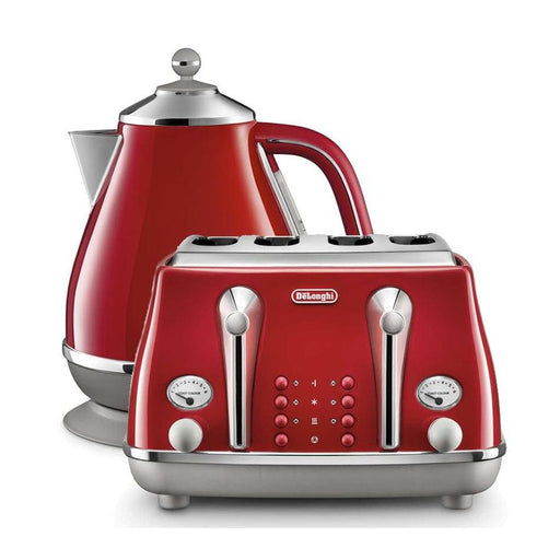 Delonghi Icona Capitals 4 Slice Toaster and Kettle Set - Red_1