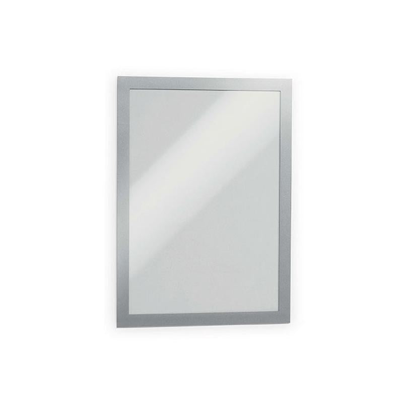 Durable Duraframe Self-Adhesive Sign Holder A4 Silver Pk2 487223_1