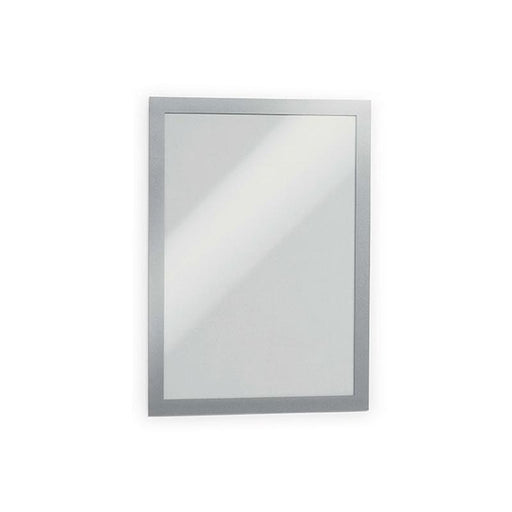 Durable Duraframe Self-Adhesive Sign Holder A4 Silver Pk2 487223_1
