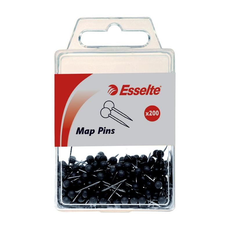 Esselte Pins Map Pk200 Black 46710_1
