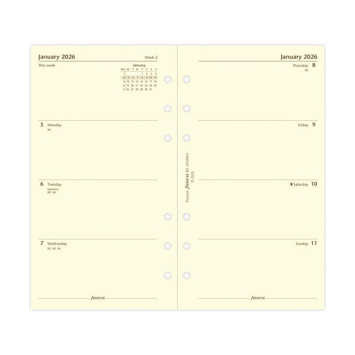 Filofax Refill Classic WTV Personal Cotton Cream 2026 1001669_2