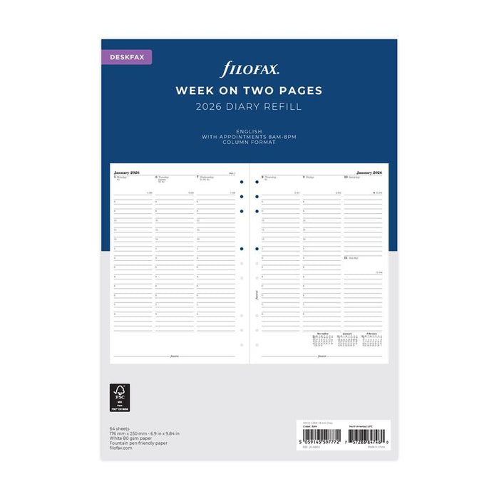Filofax Refill Classic WTV With Appts Vertical Deskfax 2026 1001678_1