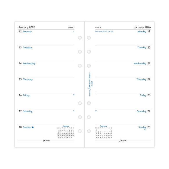 Filofax Refill Classic Week Per Page Personal 2026 1001670_2