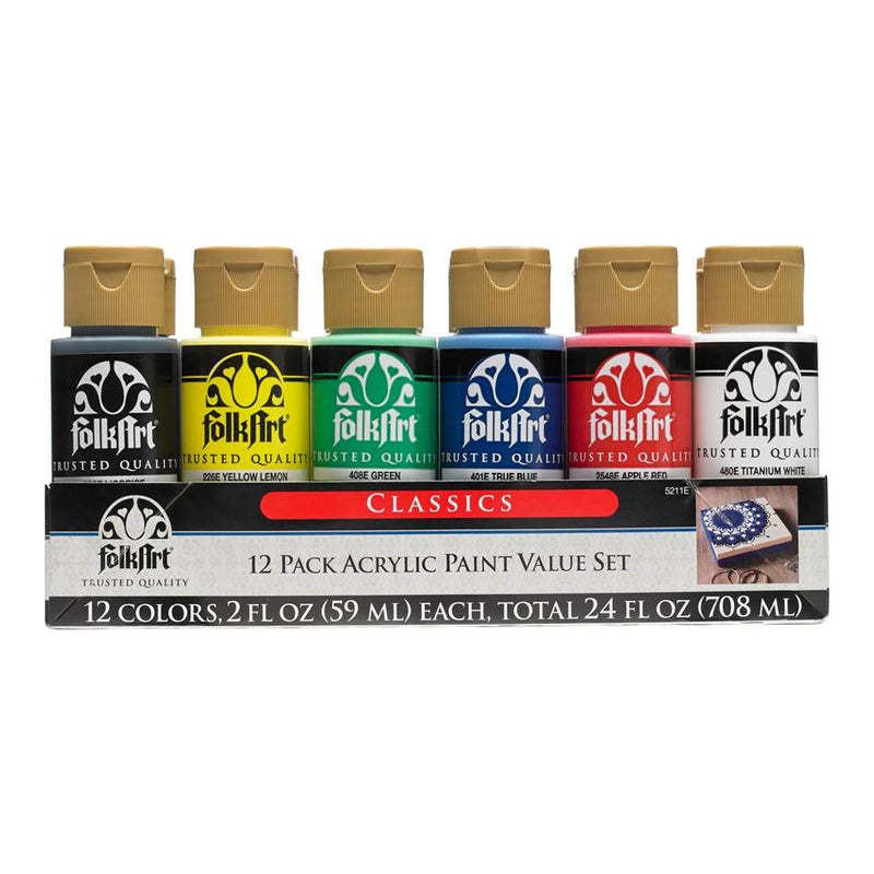 FolkArt Acrylic 59ml Classic Paints - Set of 12, Matte Finish_1