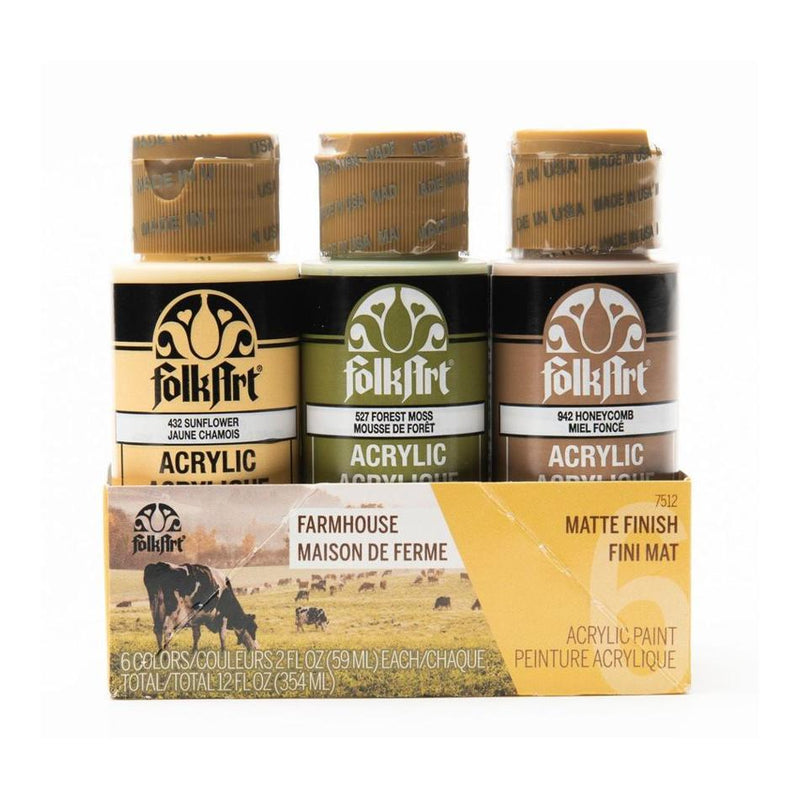 FolkArt Acrylic 59ml Farmhouse Paints - Set of 6, Matte Finish_1