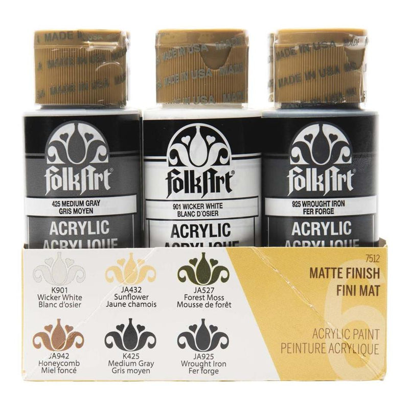 FolkArt Acrylic 59ml Farmhouse Paints - Set of 6, Matte Finish_2