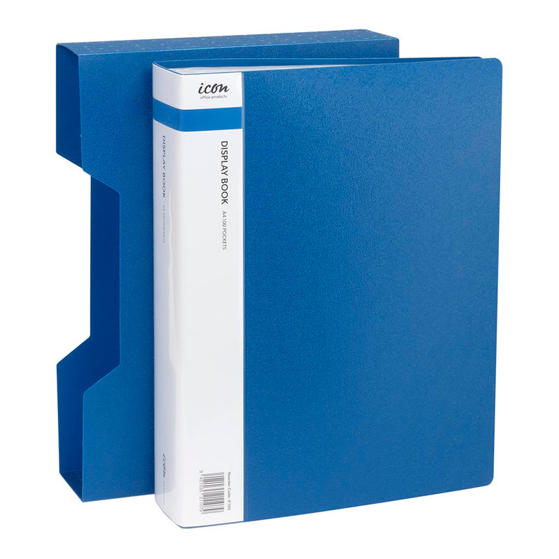 Okin Display Book A4 with Insert Spine 100 Pocket with Case Blue
