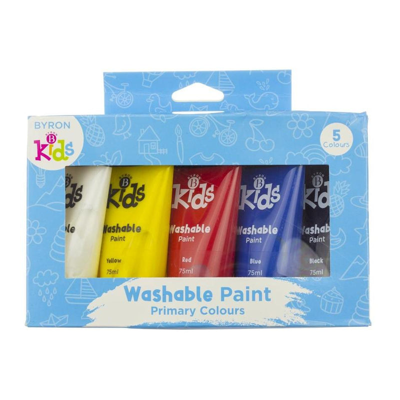 Jasart Byron Kids 75ml Wash Paints Primary Set of 5, Non-Toxic_1