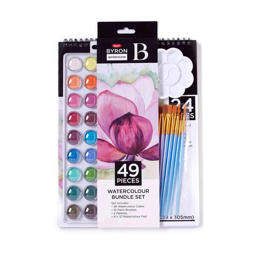 Jasart Byron Watercolour Pan Set of 49 with 36 Pans, Brushes & Pad_1