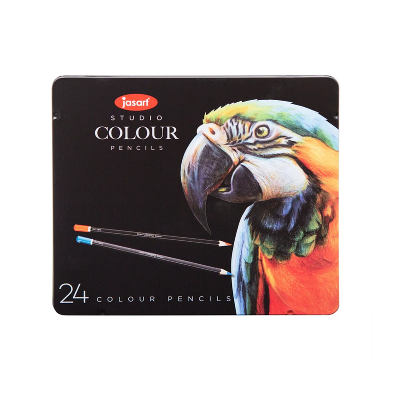 Jasart Studio Colour Pencils Tin of 24, Non-Toxic, Acid-Free_1