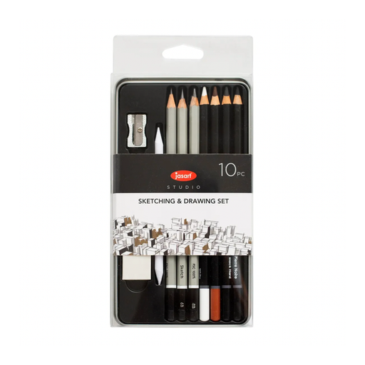 Jasart Studio Sketching & Drawing Set of 10 in Metal Tin_1