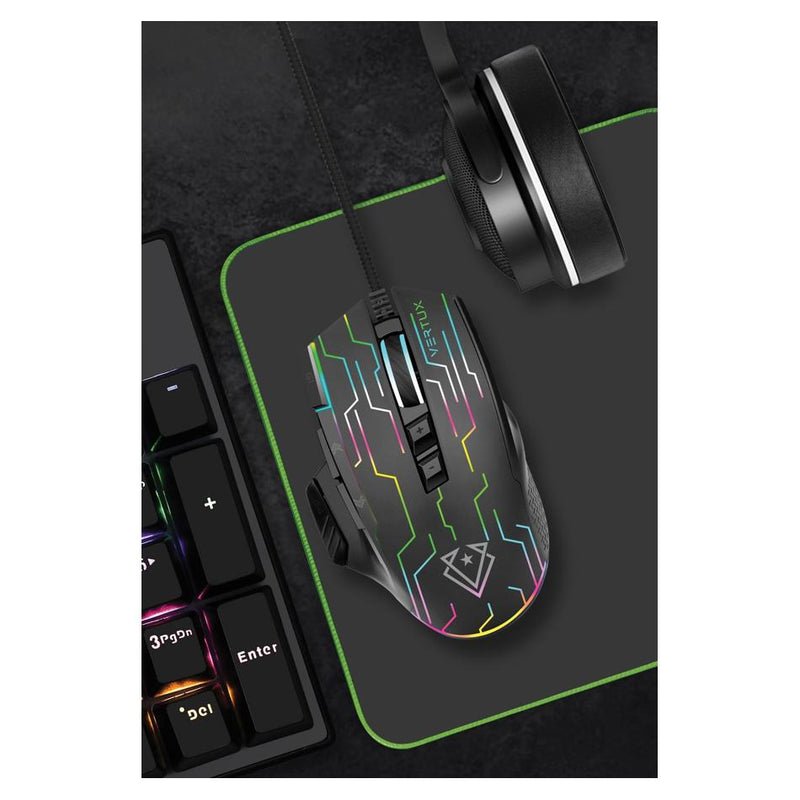 Vertux Stellar Tracking 9 Button Wired Gaming Mouse KRYPTONITE.BLK