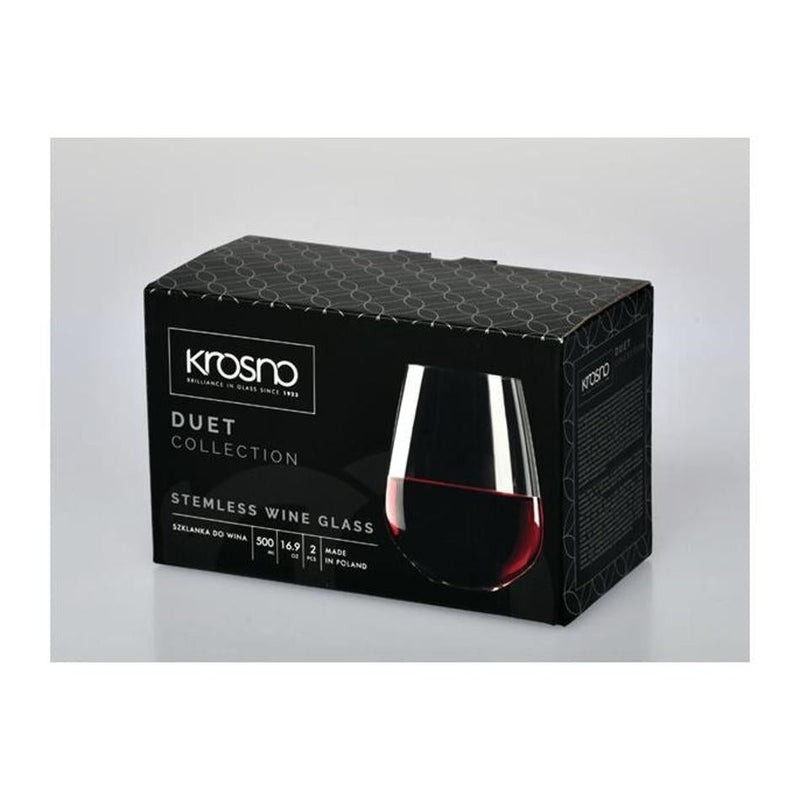 Krosno Duet Stemless Wine Glass 500ML Set of 2 Gift Boxed KR0345_3