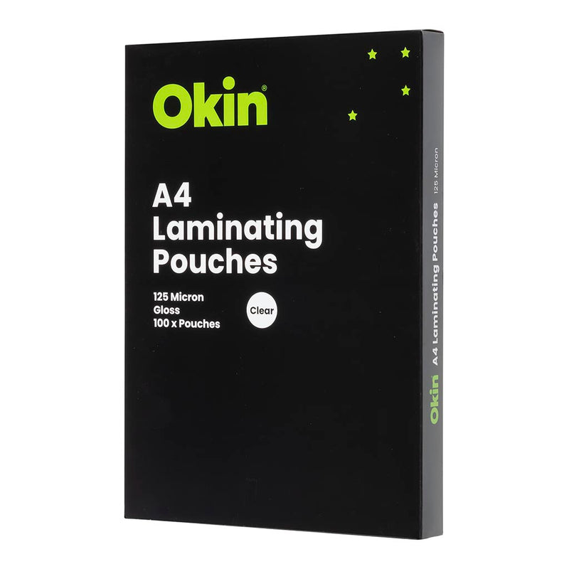 Okin Laminating Pouches A4 Gloss 125mic Pack 100
