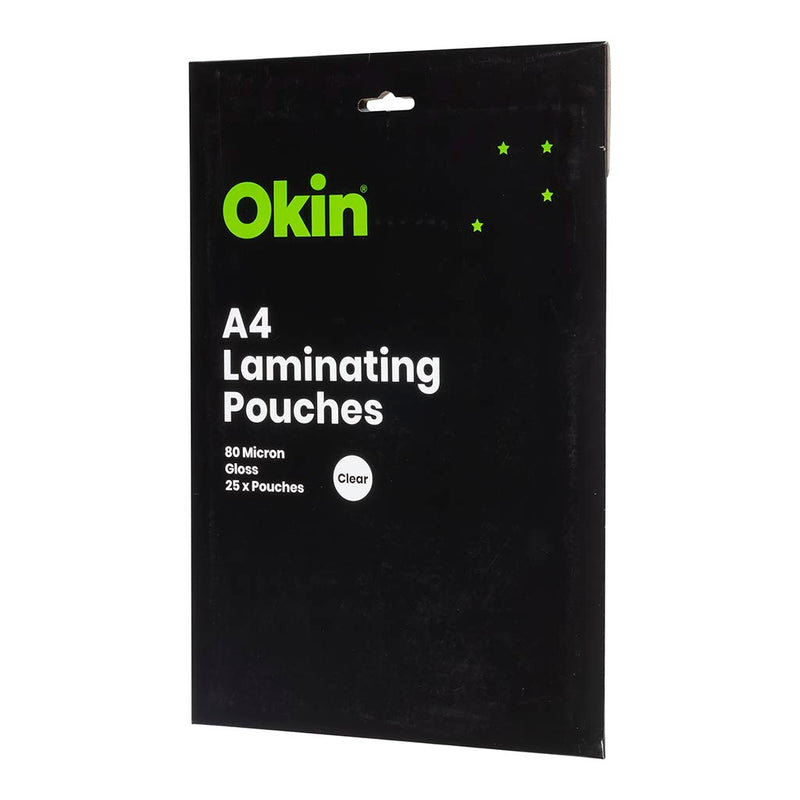 Okin Laminating Pouches A4 Gloss 80mic Pack 25