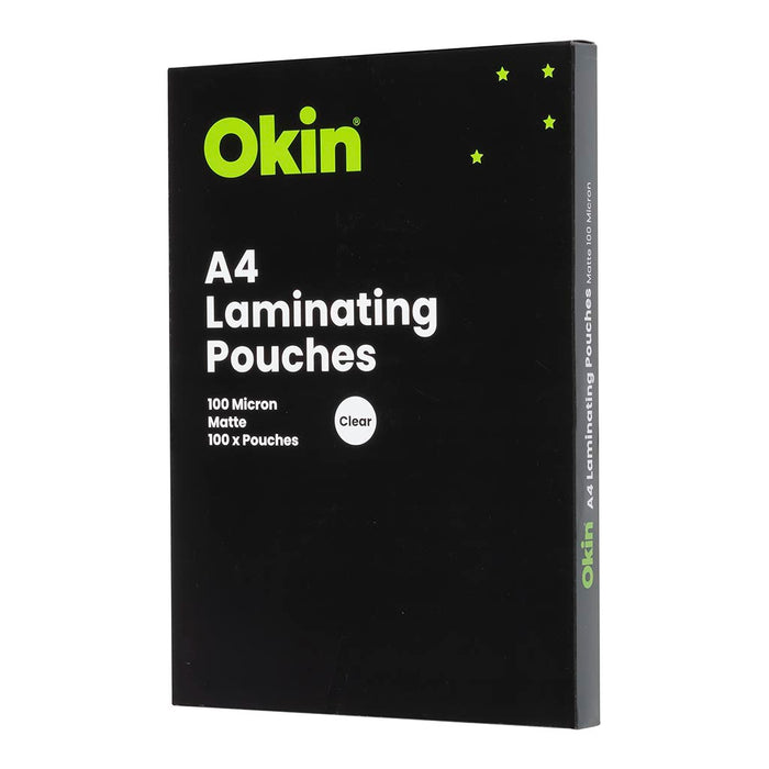 Okin Laminating Pouches A4 Matte 100mic Pack 100