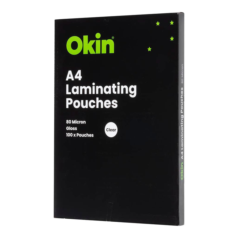 Okin Laminating Pouches A4 Gloss 80mic Pack 100