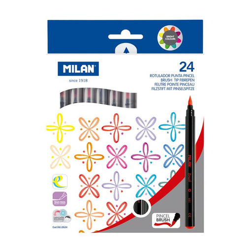 Milan Markers Brush Tip Assorted Pack 24 214406_1
