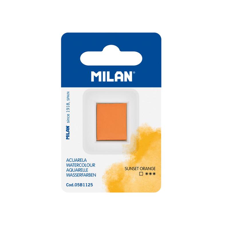 Milan Watercolour Paint Half Pan Refill Sunset Orange 1000339_1