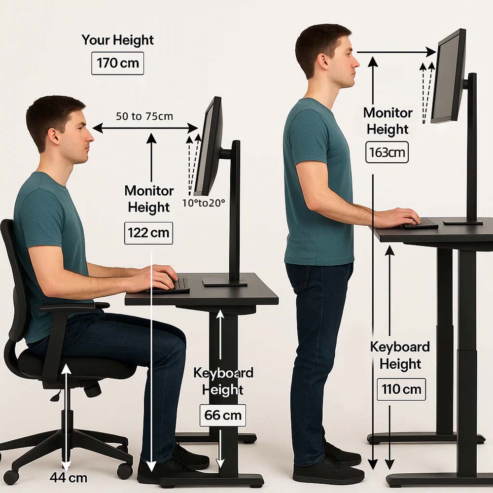 office monitor height and screen position