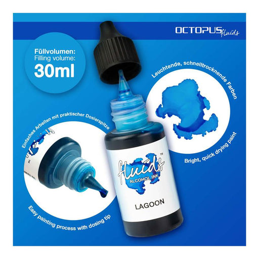 Octopus Fluids Alcohol Ink Lagoon Blue 30ml OCTOAIBL075_2