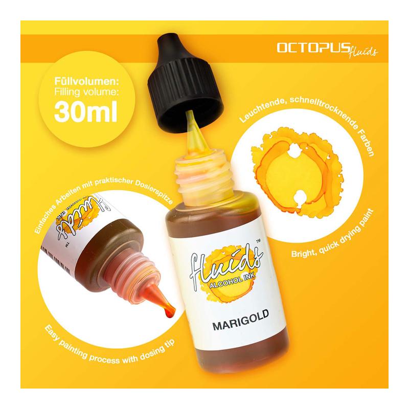 Octopus Fluids Alcohol Ink Marigold Yellow 30ml OCTOAIY025_2
