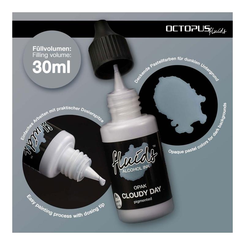 Octopus Fluids Alcohol Ink Opak Cloudy Day Grey 30ml OCTOAIPGY025_2