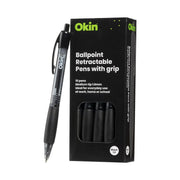 Okin Ballpoint Retractable Pen with Grip Black IBPRGBLK_2