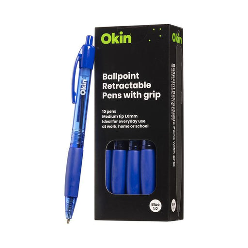 Okin Ballpoint Retractable Pen with Grip Blue IBPRGBLUE_2