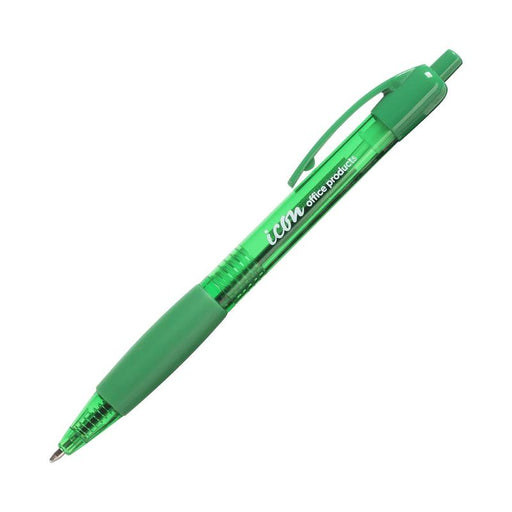 Okin Icon Ballpoint Retractable Pen with Grip Green IBPRGGRN_1
