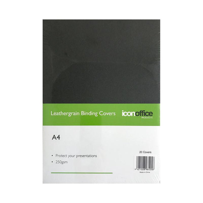 Okin Icon Binding Covers A4 Black 250gsm, Pack of 20 BCOVBLACK20_1