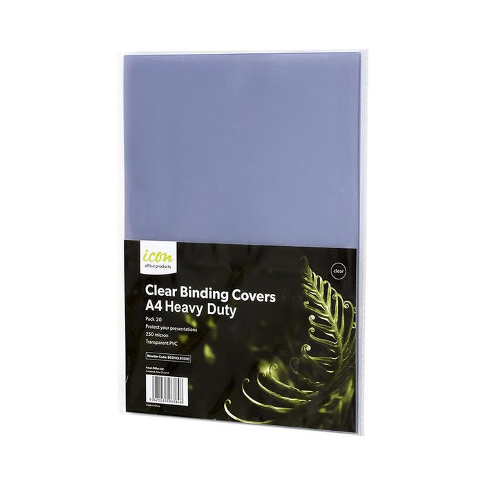 Okin Icon Binding Covers A4 Clear Heavy Duty 250mic, Pack of 20 BCOVCLR20HD_1