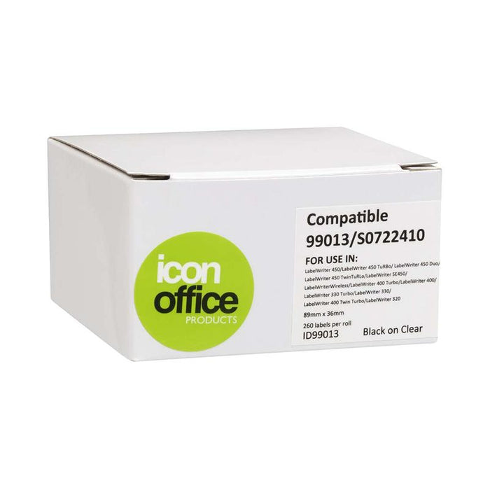 Okin Icon Compatible Dymo LW Shipping Labels 89x36mm Clear 260 Labels ID99013_1
