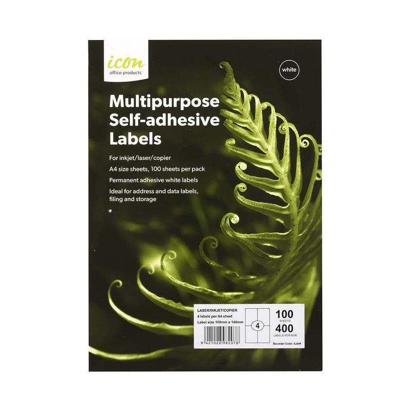 Okin Icon Multipurpose Labels 4 Per Sheet 105x148mm, Pack of 100 ILA44_1