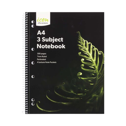 Okin Icon Spiral 3 Subject Notebook A4 Soft Cover 300pg ISNBSC008_1