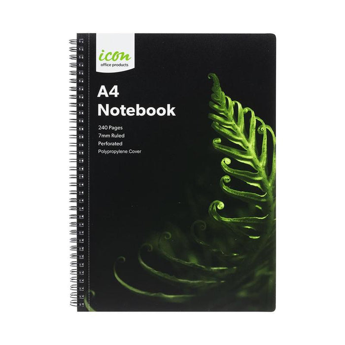 Okin Icon Spiral Notebook - A4 Black PP Cover 240 pg — Officecentre