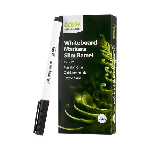 Okin Icon Whiteboard Marker Slim Barrel Fine Tip Black IWMFBLK_2
